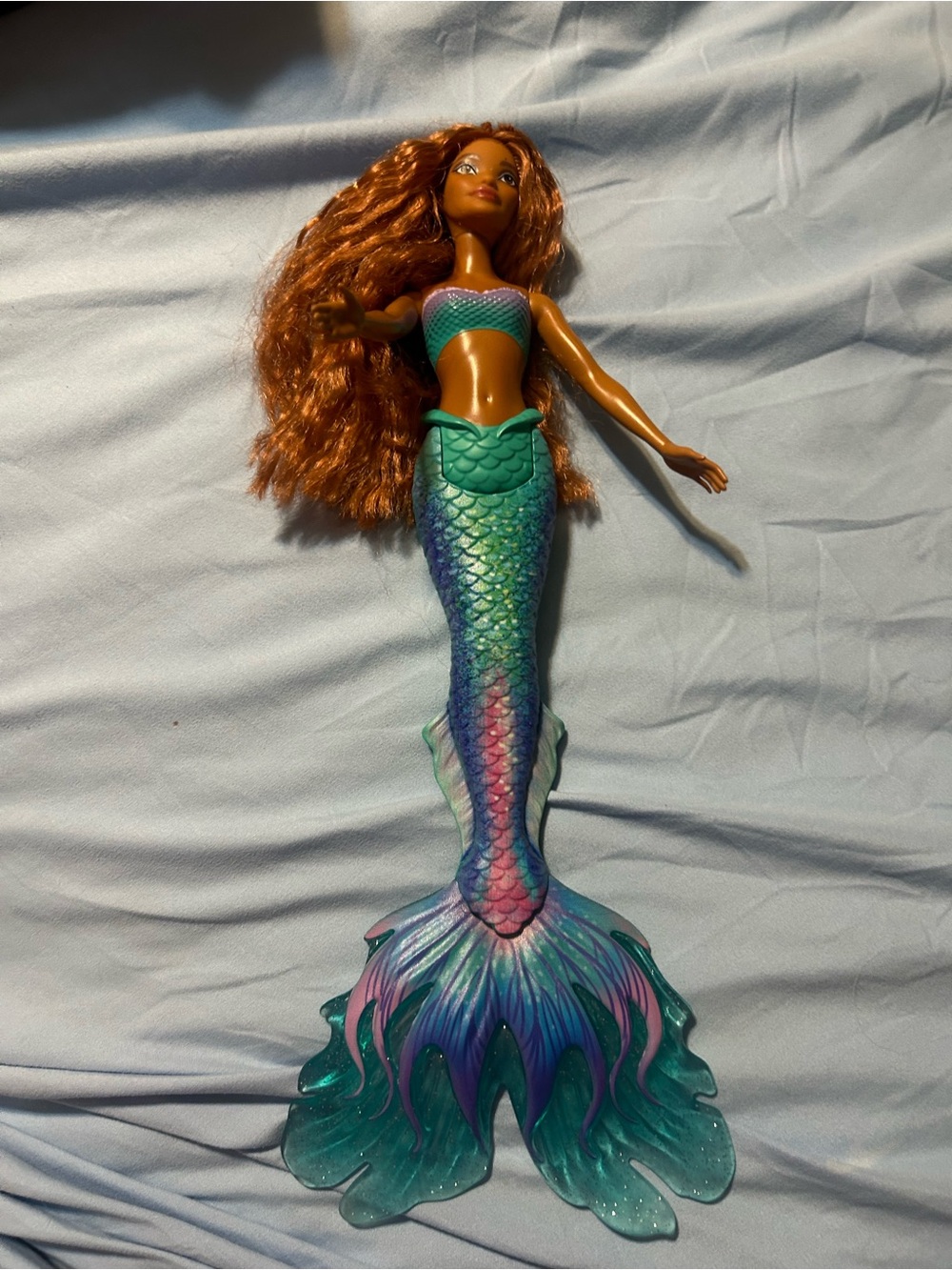 Disney Little Mermaid. Orange-Haired Mermaid Doll with Teal, Purple & Pink Tail